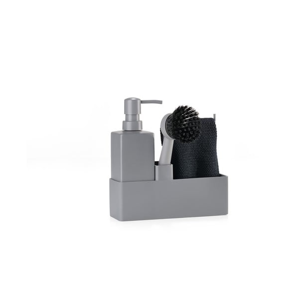 Szary plastikowy/silikonowy stojak na akcesoria do mycia naczyń Singles – Zone-image-2