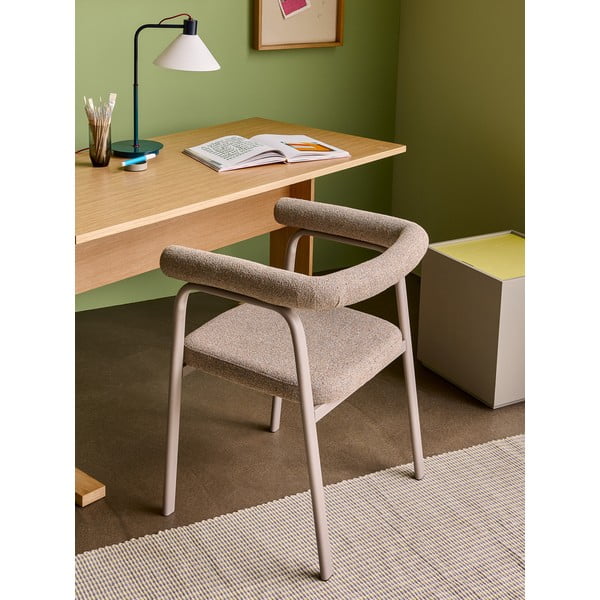 Beżowe tapicerowane fotele jadalniane zestaw z podłokietnikami 2 szt. Ecto – Hübsch-image-1