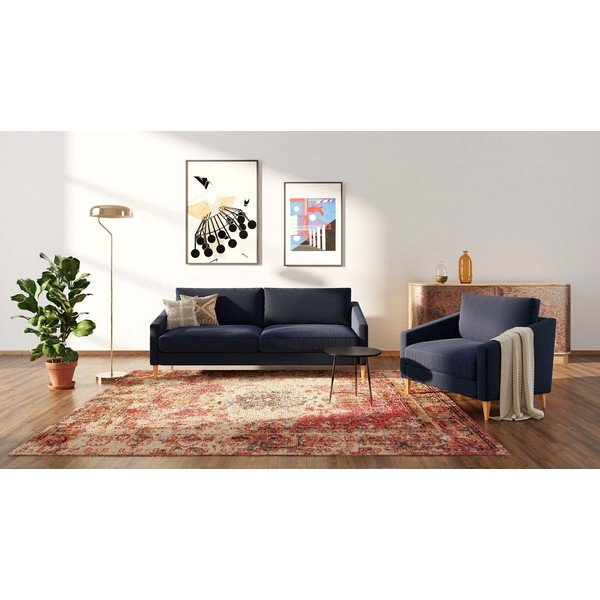 Ciemnoniebieska aksamitna sofa 200 cm Karoto – Ame Yens-image-3