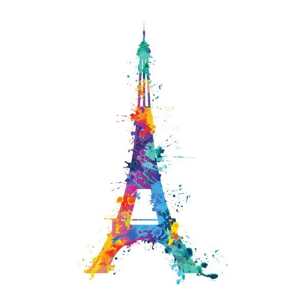 Naklejka ścienna Ambiance Wall Decal Eiffel Tower Design Watercolor, 105x60 cm-image-2