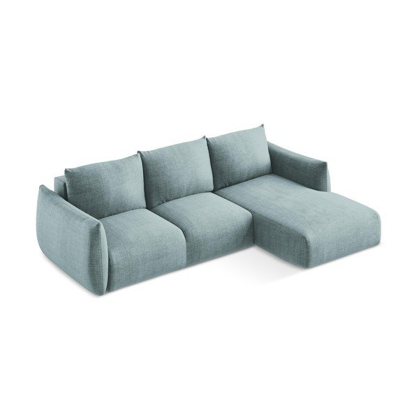 Niebieski rozkładany narożnik (prawostronny/z szezlongiem) Leila – Makamii-image-3