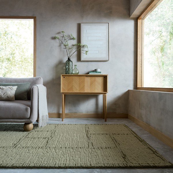 Zielony wełniany dywan tkany ręcznie 160x230 cm Harris Modula Wool – Flair Rugs-image-1