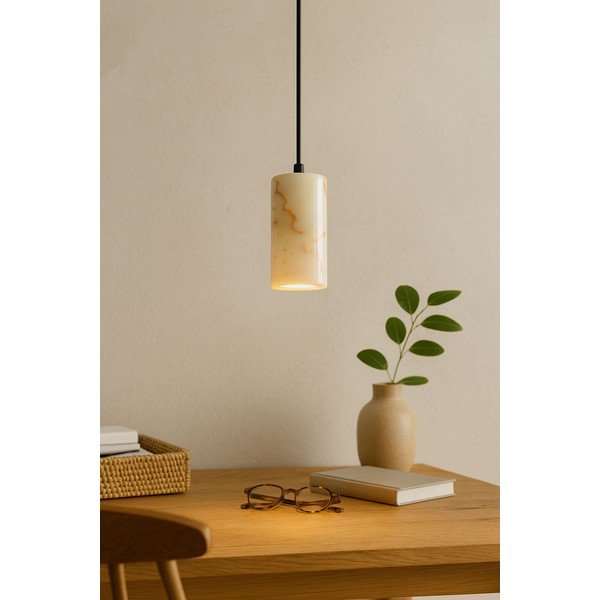 Kremowa lampa wisząca z marmurowym kloszem ø 6,5 cm Selma – Opviq lights-image-4