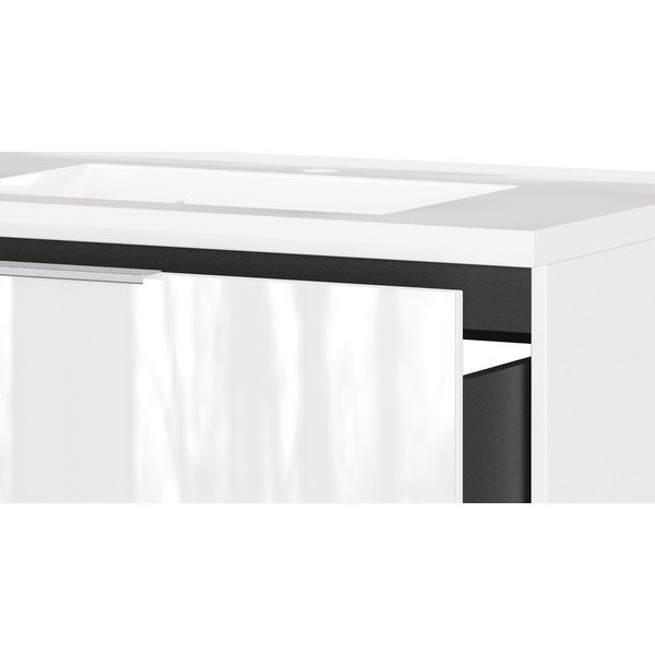 Biała wisząca szafka pod umywalkę z połyskiem 81x61 cm Celano – Germania-image-4