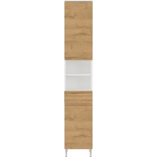 Biała wysoka szafka łazienkowa w dekorze dębu 34x190 cm Torrance – Germania