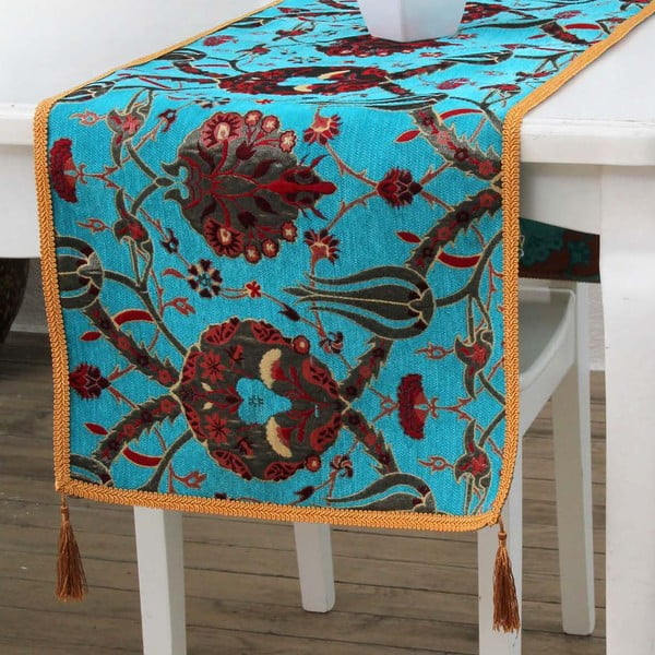 Bieżnik na stół Mode, 40x150 cm, niebiesko-brązowy ornament