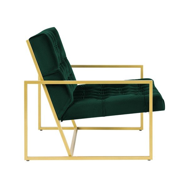 Zielony fotel z konstrukcją w kolorze złota Mazzini Sofas Bono-image-3