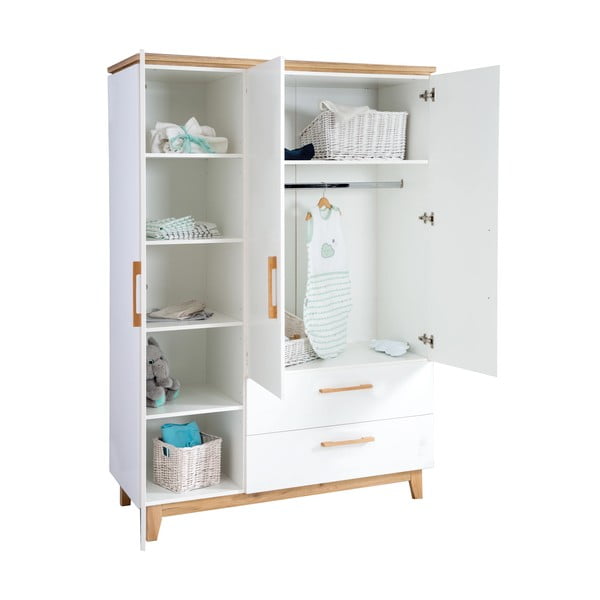 Biała szafa dziecięca w dekorze dębu 135x200 cm Finn – Roba-image-4