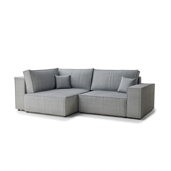 Szary sztruksowy rozkładany/ze schowkiem narożnik (lewostronny/w kształcie litery L) Tonga – Maison de Rêve