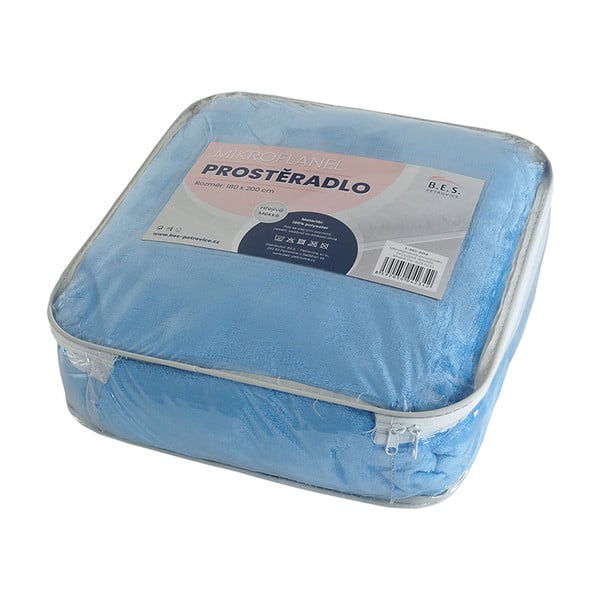 Niebieskie prześcieradło z mikfroflaneli 180x200 cm Exclusive – B.E.S.-image-1