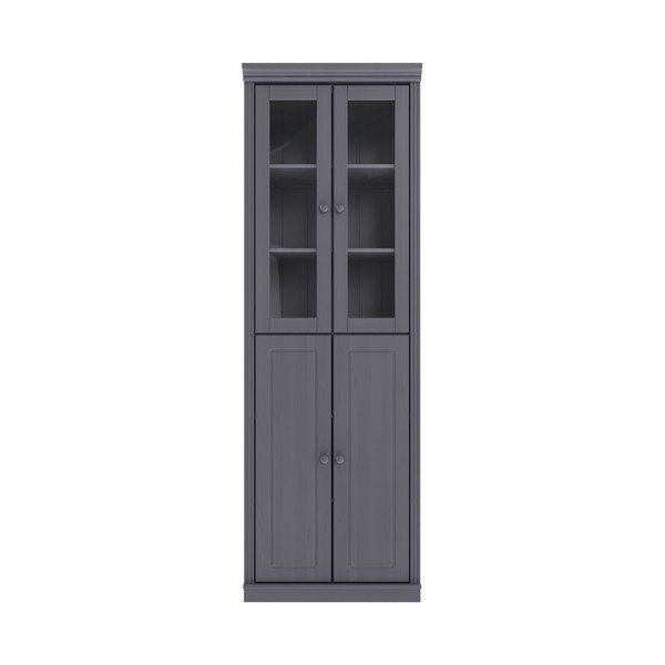 Szara witryna z litego drewna sosnowego 74x223x37 cm Anita – Støraa