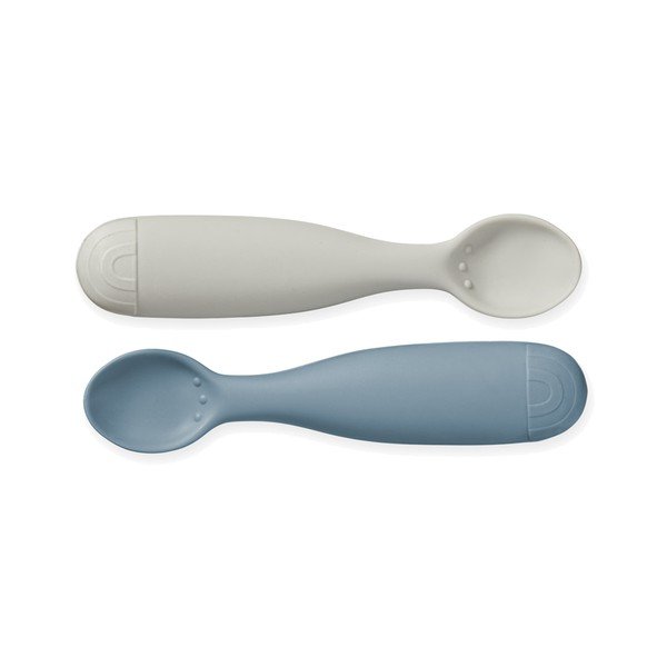 Niebieskio-szare łyżeczki dla dzieci z silikonu zestaw 2 szt. Midnight Mix – Cam Cam Copenhagen