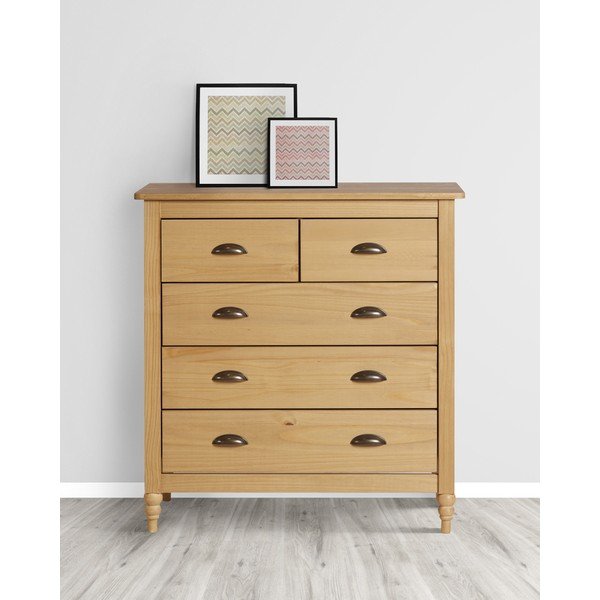 Komoda z 5 szufladami z litego drewna sosnowego Marckeric Mia, 79x83 cm-image-1