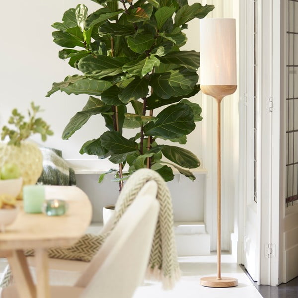 Lampa stojąca w naturalnym kolorze z tekstylnym kloszem (wysokość 159 cm) Dania – Light & Living-image-1