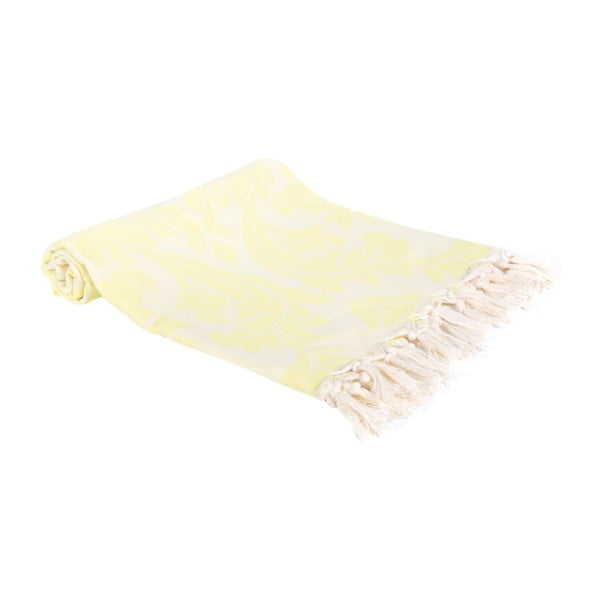 Żółty ręcznik kąpielowy tkany ręcznie Ivy's Nesrin, 100x180 cm