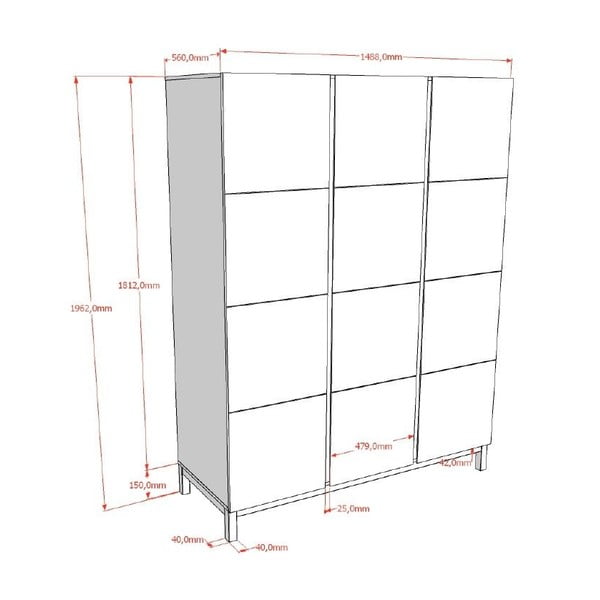 Biała szafa dziecięca 149x196x58 cm Eva – Vipack-image-2