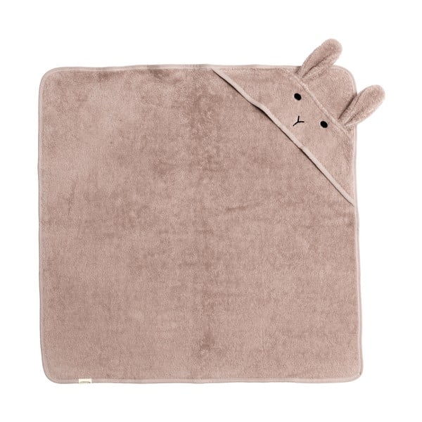 Różowobrązowy bawełniany ręcznik dziecięcy z kapturem 75x75 cm Rabbit – Kindsgut-image-1