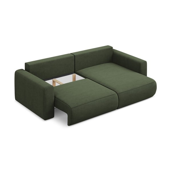 Rozkładany/ze schowkiem narożnik (prawostronny/z szezlongiem) w kolorze khaki Kapua – Makamii-image-4