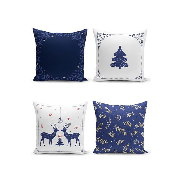 Poszewki na poduszki ze świątecznym motywem zestaw 4 szt. 43x43 cm Blue Christmas – Mila Home