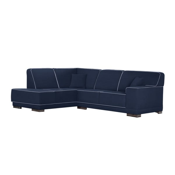 Ciemnoniebieska sofa narożna lewostronna z jasnoniebieskimi elementami L'Officiel Cara Night Blue