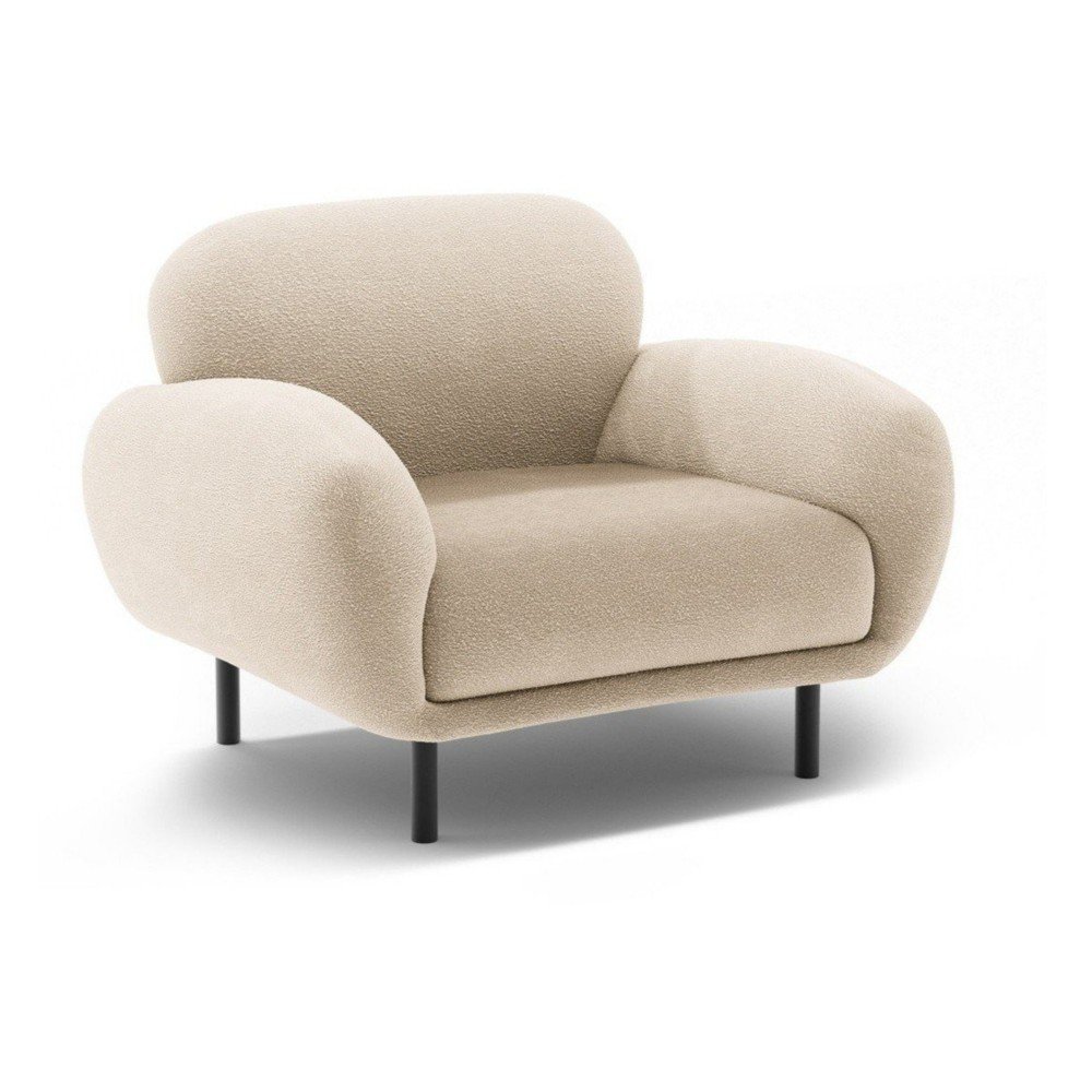 Beżowy fotel z materiału bouclé Poppy – Micadoni