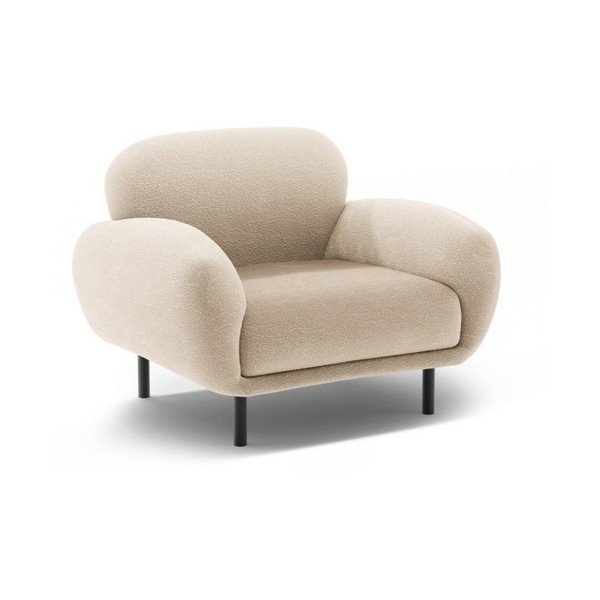 Beżowy fotel z materiału bouclé Poppy – Micadoni 