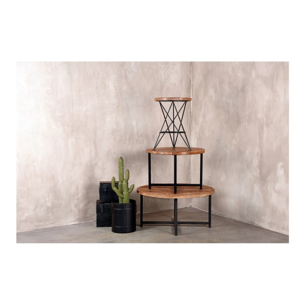 Czarny stolik z blatem z drewna mango LABEL51 Dex, ⌀ 60 cm-image-1