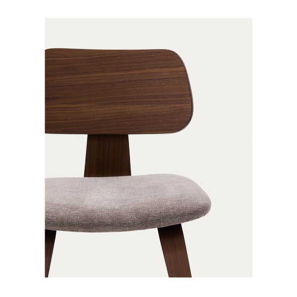 Beżowo-ciemnobrązowe krzesło w dekorze orzecha Gena – Kave Home-image-3