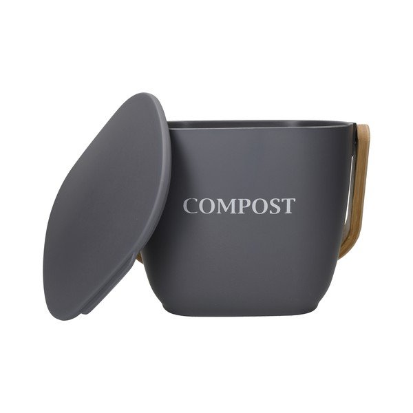 Ciemnoszary bambusowy pojemnik na odpadki organiczne Kitchen Craft Natural Elements-image-2