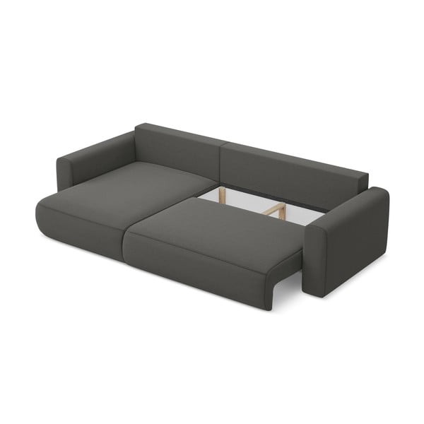 Ciemnoszary aksamitny rozkładany/ze schowkiem narożnik (lewostronny/z szezlongiem) Kapua – Makamii-image-4