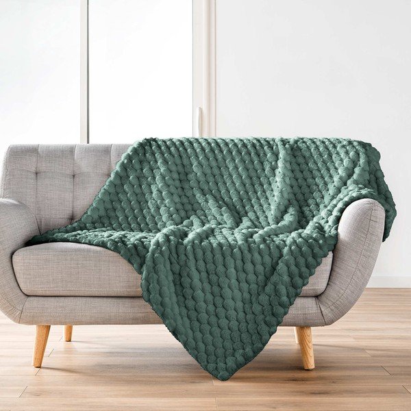 Zielony koc z mikropluszu 220x240 cm Frosty – douceur d'intérieur-image-3
