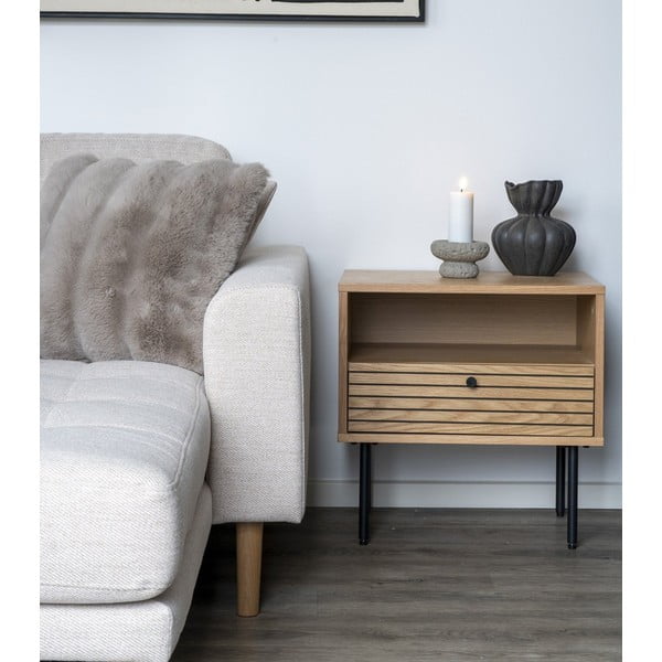 Stolik z blatem w dekorze dębu 40x50 cm Kyoto – House Nordic-image-1