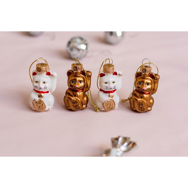Szklane bombki choinkowe zestaw 4 szt. Lucky Cat – Sass & Belle-image-1