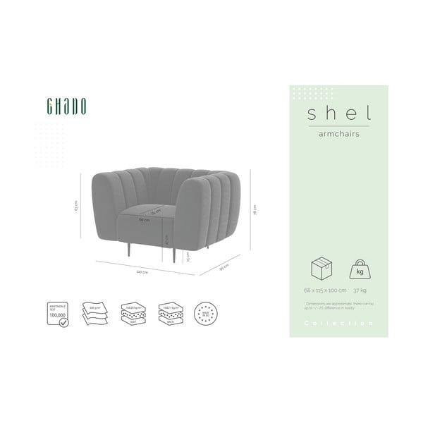 Miodowożółty aksamitny fotel Ghado Shel-image-2