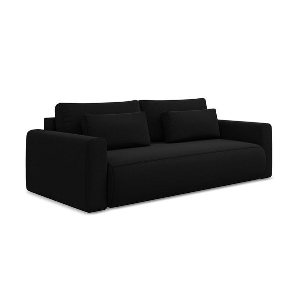Czarna aksamitna rozkładana/ze schowkiem sofa 238 cm Kapua – Makamii-image-1