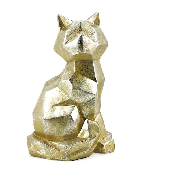 Figurka dekoracyjna z kamienia w złotej barwie Moycor Geometric Cat