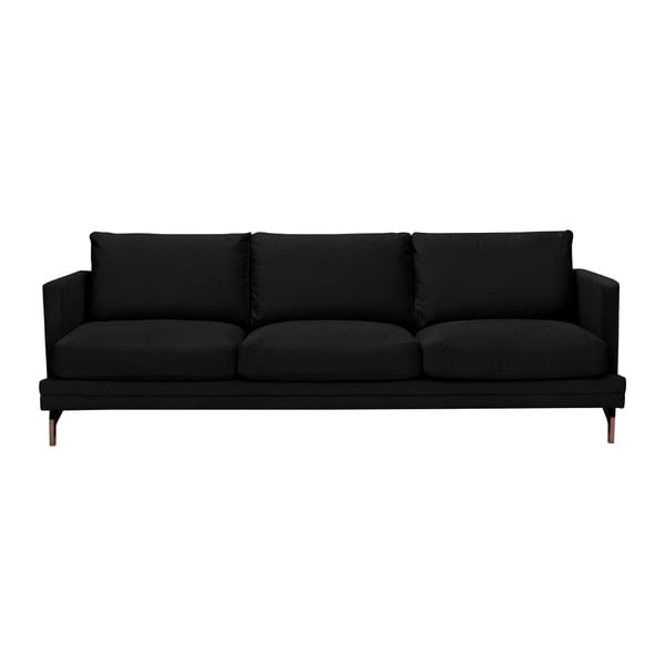 Czarna sofa 3-osobowa z konstrukcją w kolorze złota Windsor & Co Sofas Jupiter