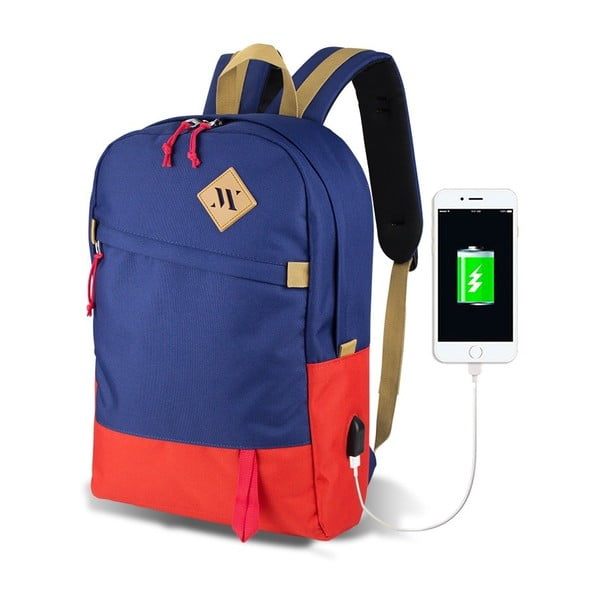 Niebiesko-czerwony plecak z portem USB My Valice FREEDOM Smart Bag
