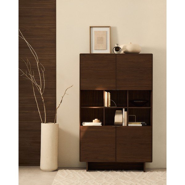 Ciemnobrązowa szafka w dekorze orzecha 100x163x40 cm Norlen – Kave Home-image-4