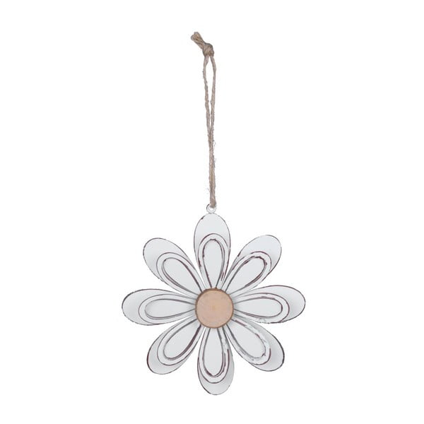 Biała metalowa dekoracja wisząca w kształcie kwiatka Ego Dekor, ø 13 cm