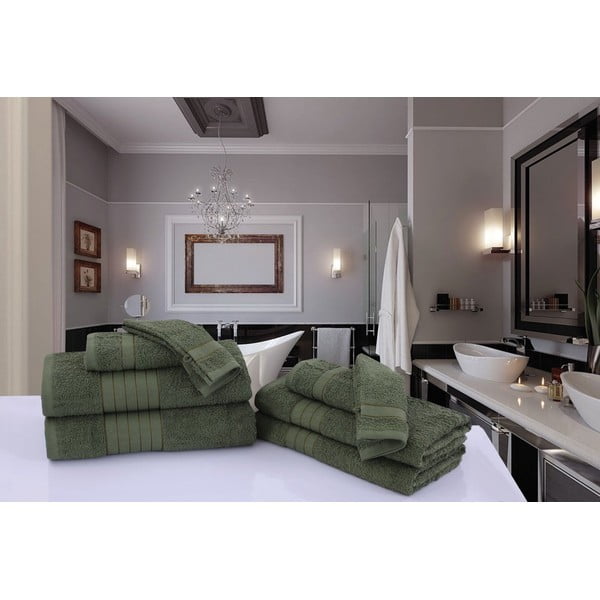 Ciemnozielone bawełniane ręczniki kąpielowe zestaw 2 szt. frotte 70x140 cm – Good Morning-image-2