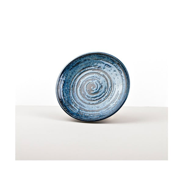 Niebieski talerz z ceramiki Made In Japan Copper Swirl, ⌀ 20 cm