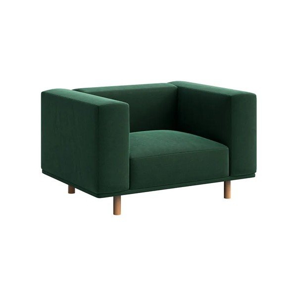 Ciemnozielony aksamitny fotel Kukumo – Ame Yens