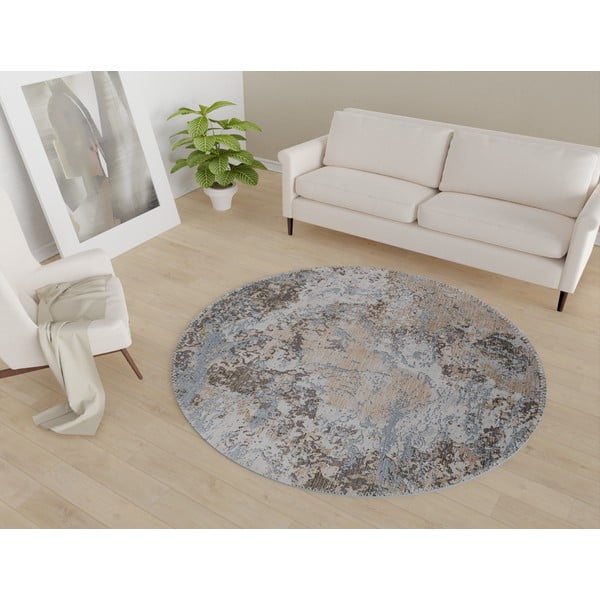 Jasnoniebieski/jasnobrązowy okrągły dywan odpowiedni do prania ø 120 cm Sandstorm – Vitaus-image-1
