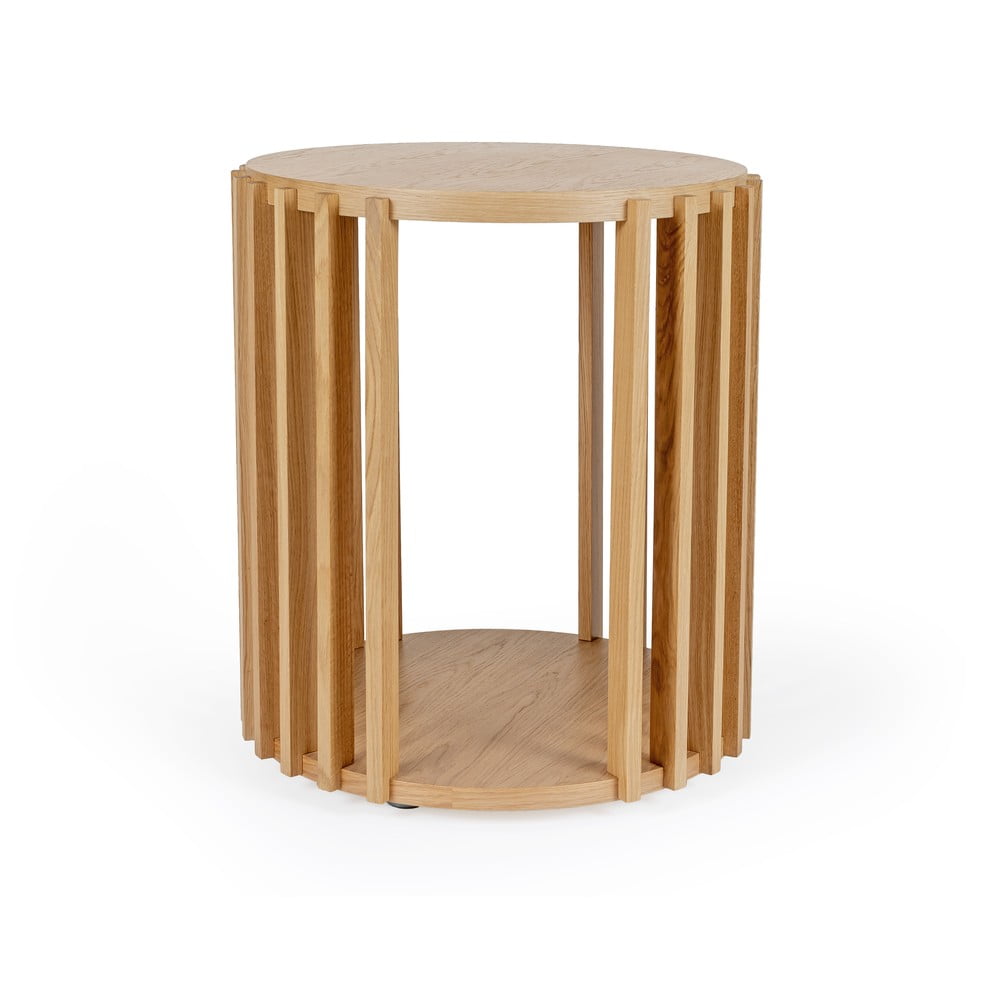 Stolik z drewna dębowego Woodman Drum, ø 53 cm
