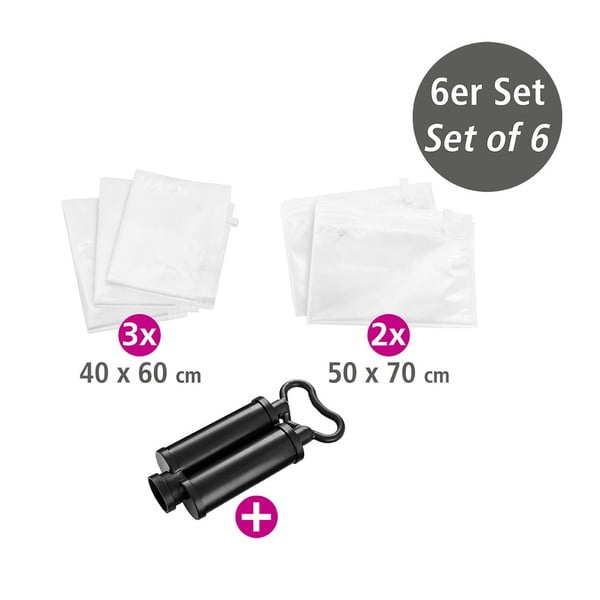 Komplet 5 podróżnych worków próżniowych z pompką Wenko-image-1