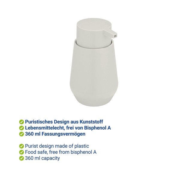 Kremowy plastikowy dozownik do mydła 360 ml Vara – Allstar-image-2
