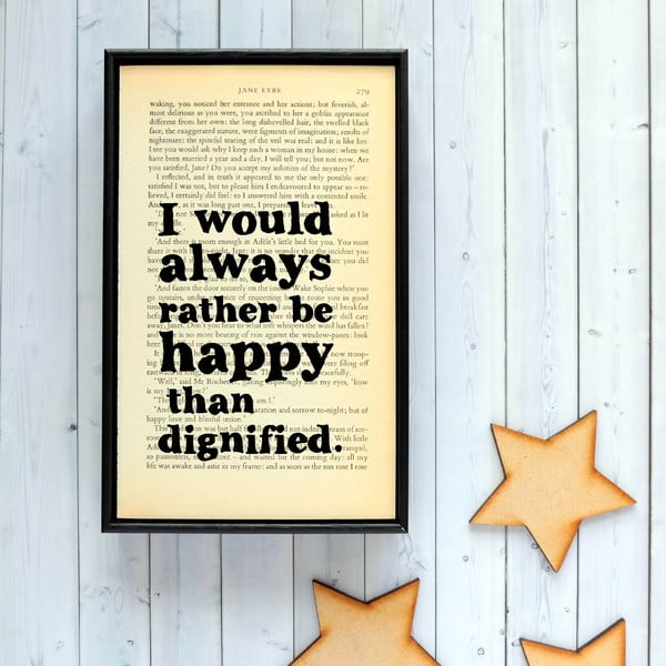 Plakat w
  drewnianej ramie Jane Eyre Happy and Dignified