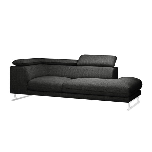 Antracytowa sofa z szezlongiem po prawej stronie z czarnymi detalami L'Officiel Interiors Gigi Big