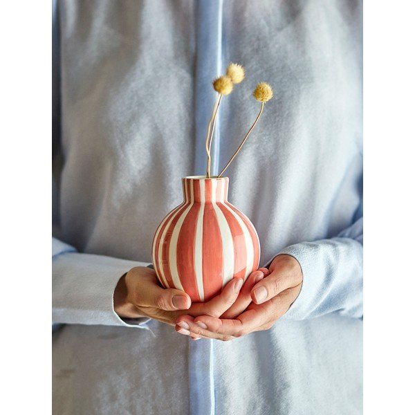 Pomarańczowy ręcznie malowany wazon z dolomitu (wysokość 11 cm) Fian – Bloomingville-image-1